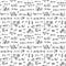 Math formulas seamless pattern, hand drawn, mathematical equations, vector illustration