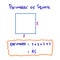Math formulas on a white background. Vector illustration of mathematical formulas. The formula for the perimeter of a square