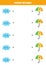 Math game for preschoolers. Addition for kids. Match clouds and umbrellas.