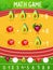 Math game worksheet cartoon avocado, tomato, beet