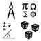 Math icons set in black color illustration