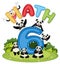 Math number 6 with six pandas