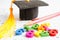 Math number with graduation gap hat on answer sheet test choice for learning Mathematic, education math concept