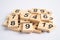 Math number wooden on white background, education study mathematics learning teach concept