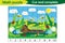 Math puzzle, glade with insects in cartoon style, education game for development of preschool children, use scissors, cut parts of