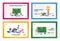 Math Science Landing Page Template Set. Tiny Student Characters in Lab or School Class Learning Mathematics