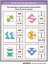 Math skills training puzzle or worksheet with visual fractions