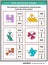 Math skills training puzzle or worksheet with visual fractions