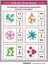 Math skills training puzzle or worksheet with visual fractions