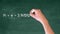 Math teacher writes first twenty digits of Pi on the class board. animated hand sequence.