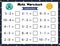 Math worksheet for kids. Subtraction. Space mathematic activity page with cute aliens