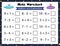 Math worksheet for kids. Subtraction. Space mathematic activity page with cute aliens