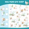 Mathematic activity page with cute rabbit Easter edition. Count and write the result.