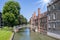 Mathematical Bridge in Cambridge with blue sky