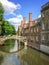 Mathematical bridge on the river Cam and the Queen`s college university of Cambridge, in Cambridge U