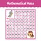 Mathematical colored square maze. Education developing worksheet. Game for kids. Puzzle for children. The study of numbers.