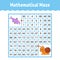 Mathematical colored square maze. Education developing worksheet. Game for kids. Puzzle for children. The study of numbers.