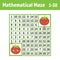 Mathematical colored square maze. Help one tomato get to another. Game for kids. Puzzle for children. The study of numbers.