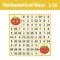 Mathematical colored square maze. Help one tomato get to another. Game for kids. Puzzle for children. The study of numbers.
