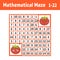 Mathematical colored square maze. Help one tomato get to another. Game for kids. Puzzle for children. The study of numbers.