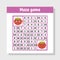 Mathematical colored square maze. Help one tomato get to another. Game for kids. Puzzle for children. The study of numbers.