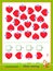 Mathematical education for children. Count quantity of hearts in each direction and write numbers. Developing kids counting and