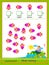 Mathematical education for kids. Count the quantity of fishes moving in each direction and write the numbers. Developing children