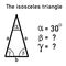 Mathematical example - completing the sizes of the remaining two interior angles in an isosceles triangle