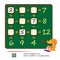 Mathematical logic puzzle game. Solve examples and write numbers in empty places. Page for brain teaser book. Math exercises on