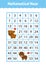 Mathematical rectangle maze. bear and yak. Game for kids. Number labyrinth. Education worksheet. Activity page. Riddle for