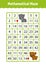 Mathematical rectangle maze. Wolf and bear. Game for kids. Number labyrinth. Education worksheet. Activity page. Riddle for