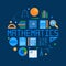 Mathematics circular flat illustration. Vector math symbol