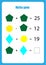 Mathematics game with pictures geometric shapes for children, middle level, education game for kids, preschool worksheet