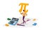 Mathematics Science and Algebra Concept. Tiny Student Male Character Carrying Huge Sign Pi with Digits