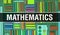 Mathematics text with Back to school wallpaper. Mathematics and School Education background concept. School stationery and