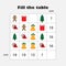 Mathematics xmas game with pictures, christmas theme, for children, middle level, education game for kids, school worksheet