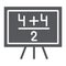 Maths example glyph icon, lesson and mathematical, blackboard with arithmetic sign, vector graphics, a solid pattern on