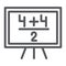Maths example line icon, lesson and mathematical, blackboard with arithmetic sign, vector graphics, a linear pattern on