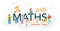 Maths typographic header. Learning mathematics, geometry and algebra.