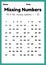Maths worksheets, missing numbers 1 to 100 printable sheet for preschool and kindergarten kids activity to learn basic mathematics