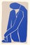 Matisse Abstract Art Figure, Blue Nude, Blue Sitting Woman, Minimalist Modern Art, Expressionism Illustration, Vector