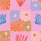 Matisse Inspired Floral Seamless Pattern