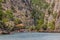 MATKA, NORTH MACEDONIA - AUGUST 10, 2019: Boating in Matka canyon in North Macedon