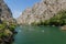 MATKA, NORTH MACEDONIA - AUGUST 10, 2019: Boating in Matka canyon in North Macedon