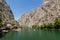 MATKA, NORTH MACEDONIA - AUGUST 10, 2019: Boating in Matka canyon in North Macedon