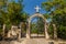 MATKA, NORTH MACEDONIA - AUGUST 10, 2019: Gate of the Macedonian Monastery Assumption of the Holy Mother of God - Matka