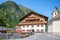 MATREI IN OSTTIROL, AUSTRIA - AUGUST 21, 2021: Matreier Tauernhaus - typical alpine hotel and restaurant in Matrei in