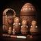 Matrioshka dolls, gingerbread family. Generative AI