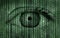 Matrix Binary Program Code with Human Eye Background