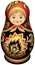 Matryoshka doll with the golden Khokhloma ornamen